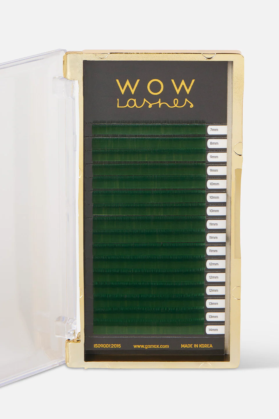Box extension ciglia colorate Verde Scuro curva C sp. 0,10 mm; lunghezza 7–14 mm Silk