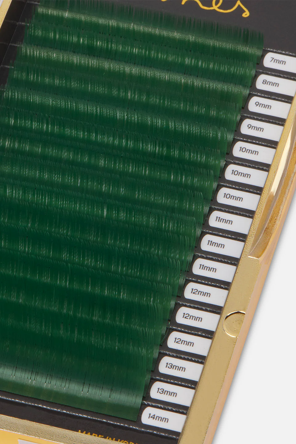 Box extension ciglia colorate Verde Scuro curva C sp. 0,10 mm; lunghezza 7–14 mm Silk - Image 2